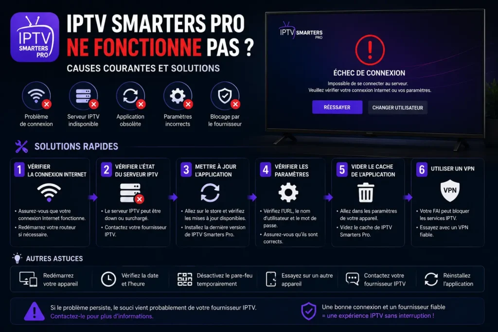 IPTV Smarters Pro ne fonctionne pas